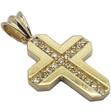 10K High Polish Solid Yellow Gold Lacrose Cross Pendant - orquebec