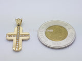 10K High Polish Solid Yellow Gold Lacrose Cross Pendant - orquebec