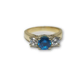 10K Or Jaune Bague Pierre Bleu Femme WGR-151 - orquebec