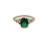 10K Or Jaune Bague Pierre Vert Femme WGR-117 - orquebec