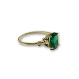 10K Or Jaune Bague Pierre Vert Femme WGR-117 - orquebec