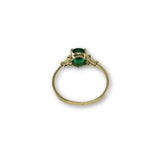 10K Or Jaune Bague Pierre Vert Femme WGR-117 - orquebec