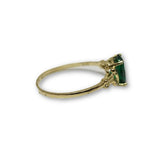 10K Or Jaune Bague Pierre Vert Femme WGR-117 - orquebec