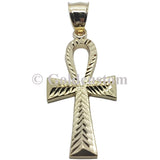 10K Solid Yellow Cristol High Polish Gold Pendant - orquebec