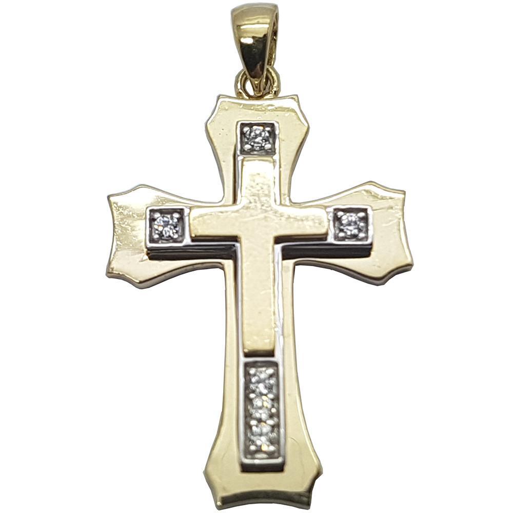 10K Solid Yellow Gold Okal Cross Pendant - orquebec