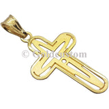 10K Solid Yellow High Polish Gold Crowell Religious Cross Pendant - orquebec