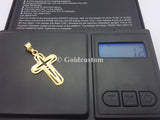 10K Solid Yellow High Polish Gold Crowell Religious Cross Pendant - orquebec