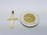 10K Solid Yellow High Polish Gold Melden Cross Pendant - orquebec