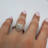 Bague coeur 0.50ct de diamants en or blanc 10K N8