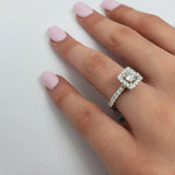 Bague halo lianna 0.90ct de diamants en or blanc 14k