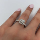 Bague halo lianna 0.90ct de diamants en or blanc 14k