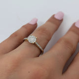 Bague cushion  0.15ct diamants en or jaune 14K