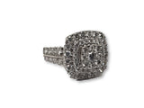 Bague Halo Queen 2.00ct de diamants en or blanc 10k