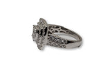 Bague Halo Queen 2.00ct de diamants en or blanc 10k