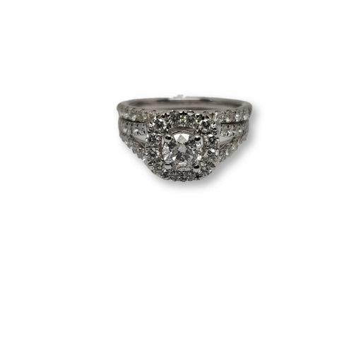 Bague Lisa  halo 1.50ct diamants en or blanc 14k