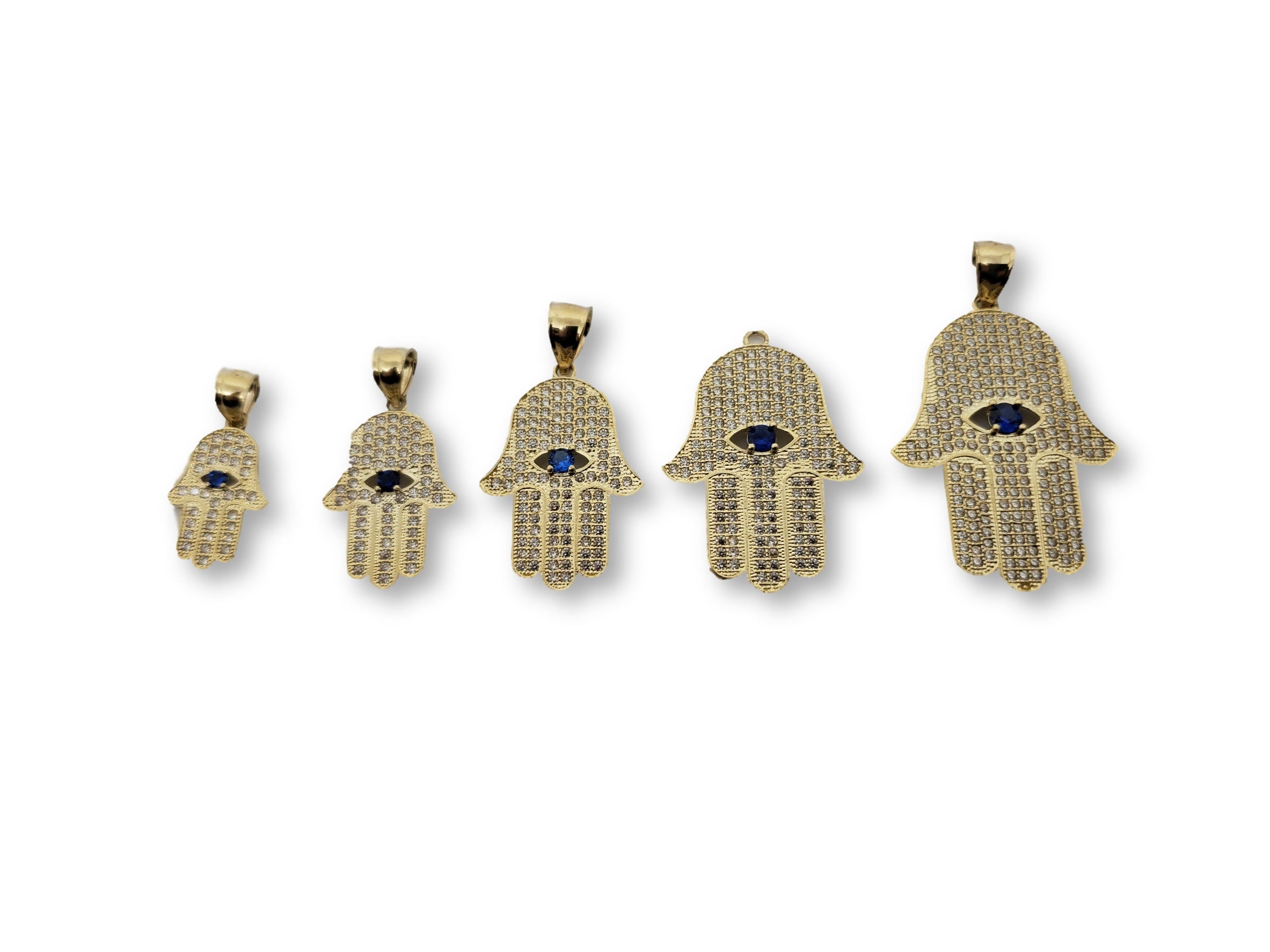 Copy of Hamsa en en or jaune  oeuil bleu 10K