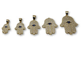 Copy of Hamsa en en or jaune  oeuil bleu 10K