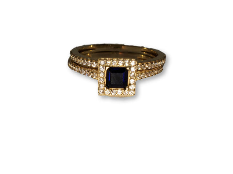 Bague Halo bleu en or 10k model 2020