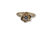 Bague fiançailles fleur  0.56ct de diamants si  en or jaune 14k