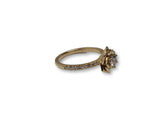 Bague fiançailles fleur  0.56ct de diamants si  en or jaune 14k