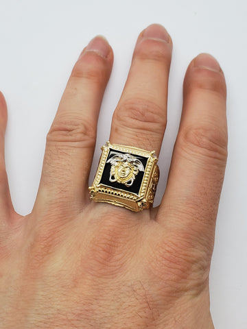 Bague Versace onxy noir en or 10k model 2020