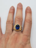 Bague versace pierre  bleu  en or 10k model 2020
