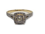 bague halo 0.40ct de diamants en or jaune 10k