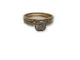 bague halo 0.25ct de diamants en or jaune 10k