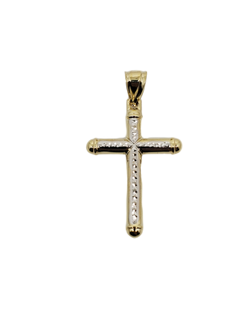 Croix 2 tones pendentif -2020 en or 10k
