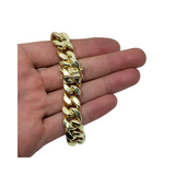 Bracelet Miami Cubaine Link 13mm en or 10k Italien | Miami Cuban Link Bracelet for Men 13mm Italian Yellow Gold 10k B-MC13-Gold Custom