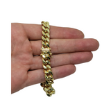 Bracelet Miami Cubaine Link 9.5mm en or 10k Italien | Miami Cuban Link Bracelet for Men 9.5mm Italian Yellow Gold 10k B-MC95-Gold Custom