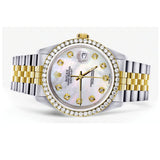 Diamond Gold Rolex Watch For Men 16233 | 36Mm | White Mother Of Pearl | Jubilee Band