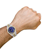 Iced Out Rolex Datejust 36 MM | Two Tone | 10 Carats of Diamonds | Blue Roman Diamond Dial