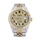 Iced Out Rolex Datejust 36 MM | Two Tone | 10 Carats of Diamonds | Full Diamond Arabic Diamond Dial