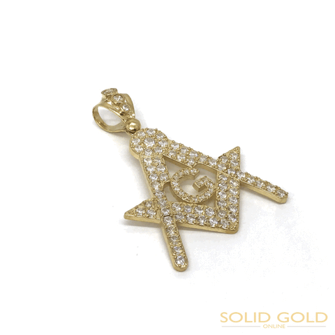 Vintage Masonic Symbol Free Mason 10K Yellow Gold Pendant - orquebec