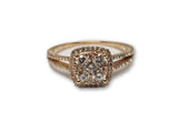 Bague 0.72CT de diamants  Cushion en or Rose 14K - orquebec