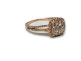 Bague 0.72CT de diamants  Cushion en or Rose 14K - orquebec