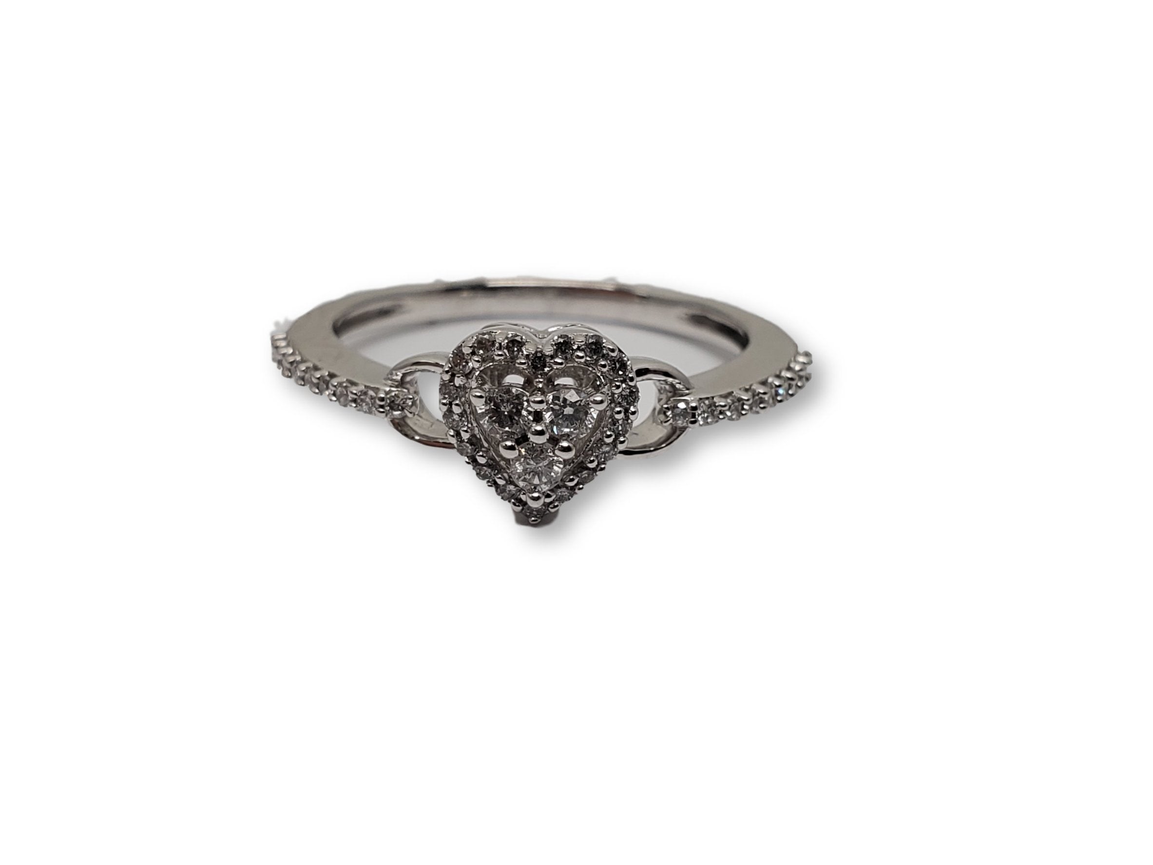 Bague coeur 0.20ct diamants en or blanc 10k