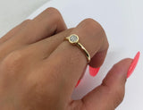 Bague Fashion Ronde 0.13ct de diamants en or jaune 14k - orquebec