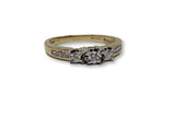 Bague fiançailles Trinity  0.25ct diamants en or jaune 10k