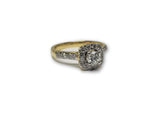 Bague Halo 0.75ct de diamants en or jaune 14k ( DISPONIBLE EN JANVIER 2019) - orquebec