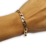 Bracelet gourmette 3 tons en or 10K Diamond Cut - orquebec