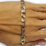 Bracelet gourmette 3 tons en or 10K Diamond Cut - orquebec