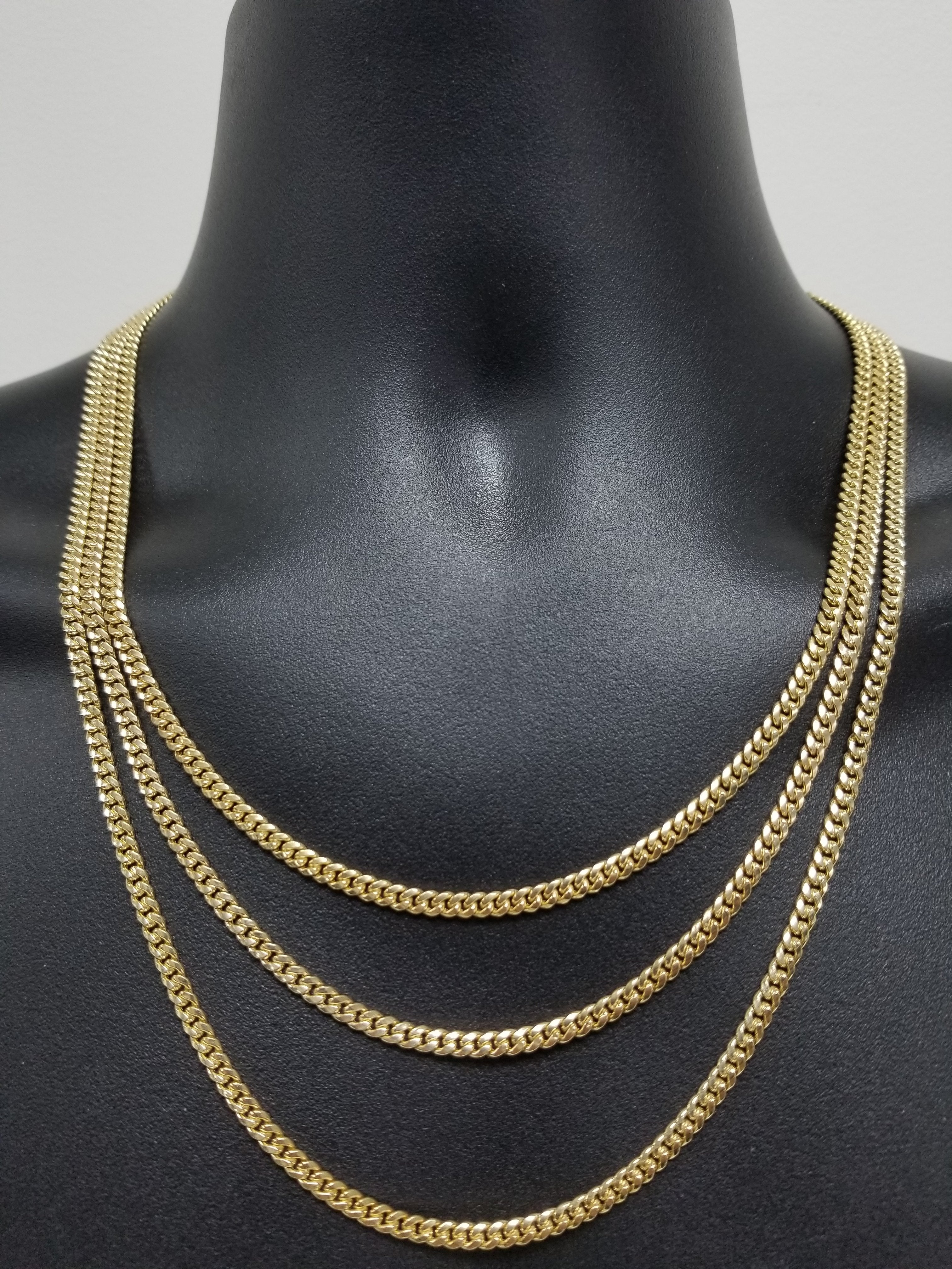 Chaine Miami Cuban Link 4mm en or 10k Italien | Miami Cuban Link Chain for Men 4mm Italian Yellow Gold 10k MC40-Gold Custom