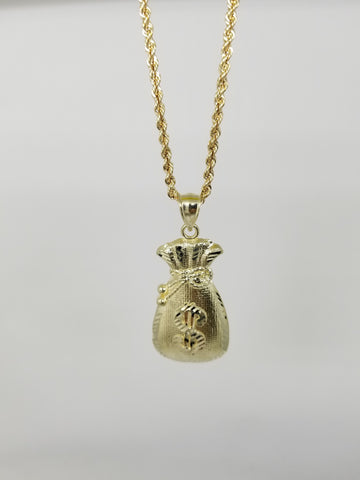 chaine torsade diamondcut en or 10kt + moneybag en or 10 karat - orquebec