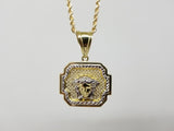 chaine torsade en or 10 karat + medaillon versace en or 10 karat - orquebec