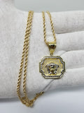 chaine torsade en or 10 karat + medaillon versace en or 10 karat - orquebec