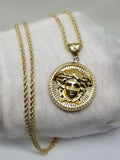 Chaine torsade en or 10 karat + Medaillon versace en or 10 karat - orquebec