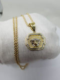 chaine torsade en or 10 karat + medaillon versace en or 10 karat - orquebec