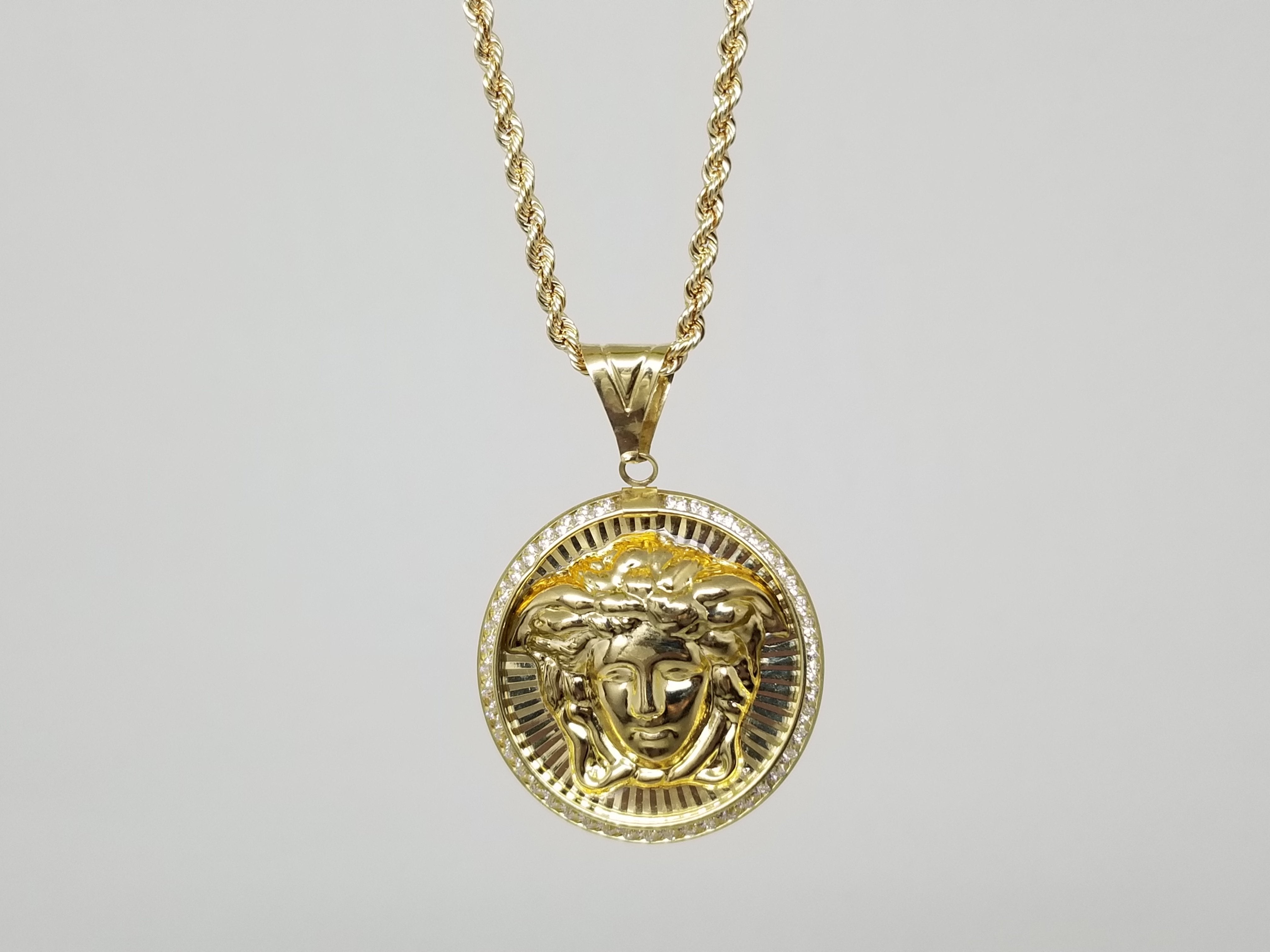 Chaine torsade en or 10 karat + Medaillon versace en or 10 karat - orquebec